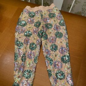 Sequin floral joggers